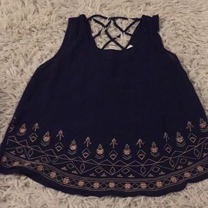 Navy embroidered tank top - Size M